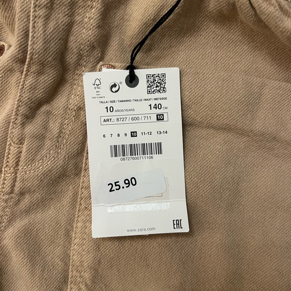 Zara Girls Paperbag short tan khaki size 10 NWT - Picture 3 of 4